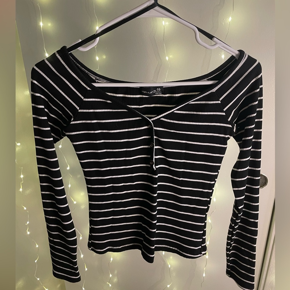 POPULAR 21 Long Sleeve Striped Top